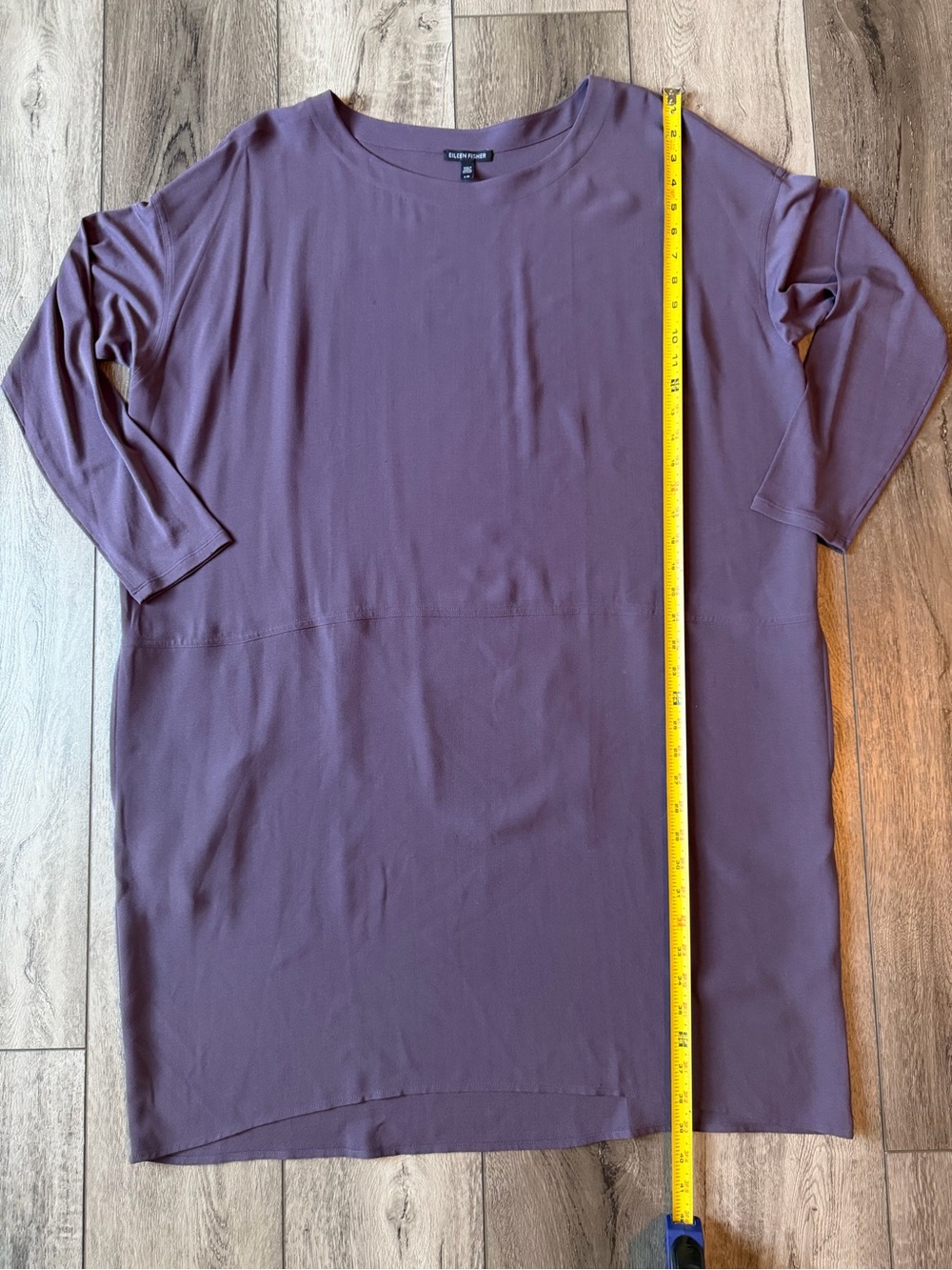 Eileen Fisher- 100% Silk Relaxed Minimalist Classic Shift Dress-  (L) - Picture 2 of 11